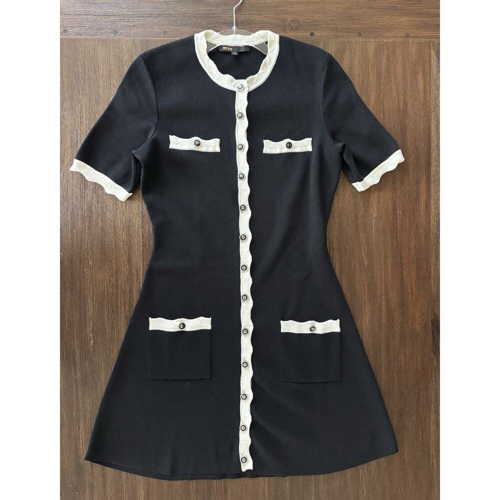 Maje Knit Dress Women’s XS 36 Modest Formal Contrast Trim - Picture 3 of 12